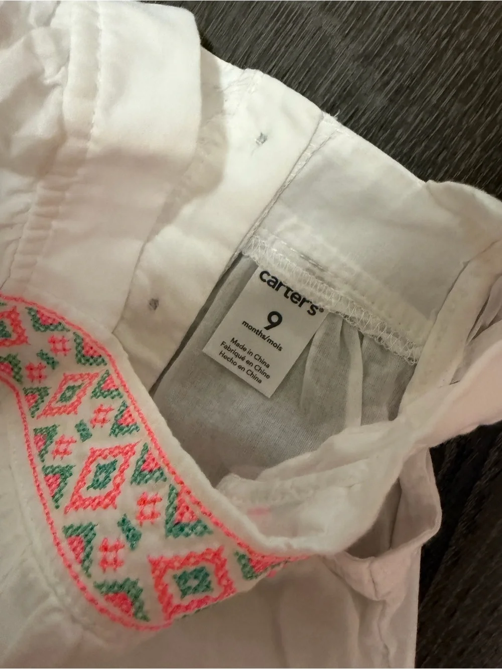 Carter's White Embroidered Tank with Coral Shorts